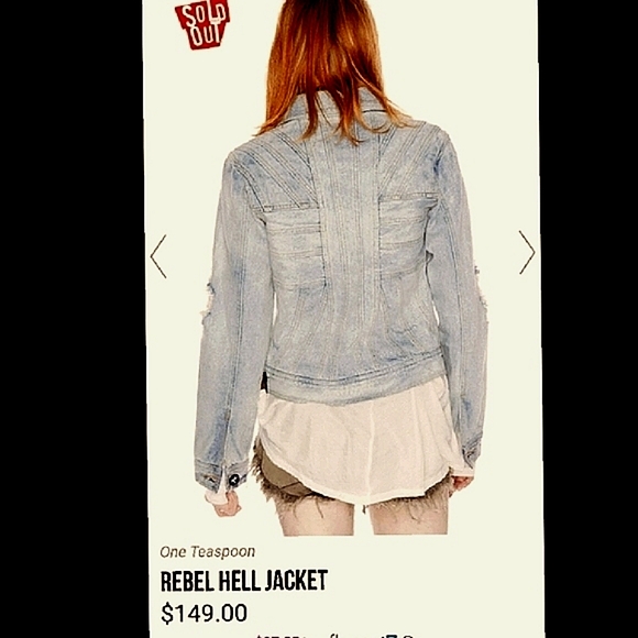 OneTeaspoon 'Rebel Hell' Distressed Denim Jacket Sz4 - Picture 11 of 16